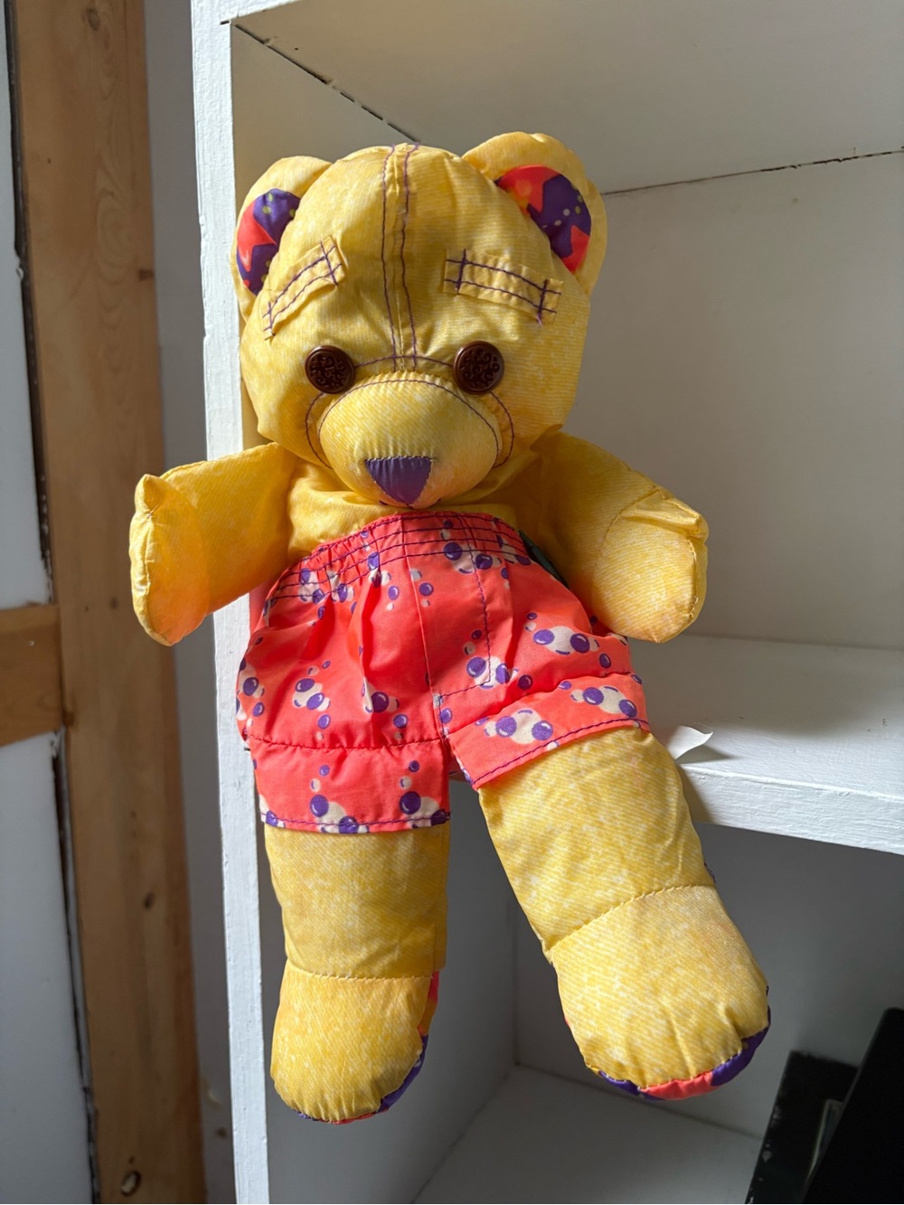 Vintage Tyco Doodle Bear Splash Time Yellow Teddy Stuffed Animal 1996